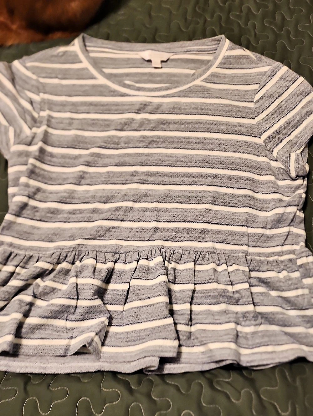 Hanna Andersson Striped Dress Gray & White Girls Large